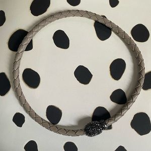 Woven Leather Choker with Pave CZ Magnet Clasp